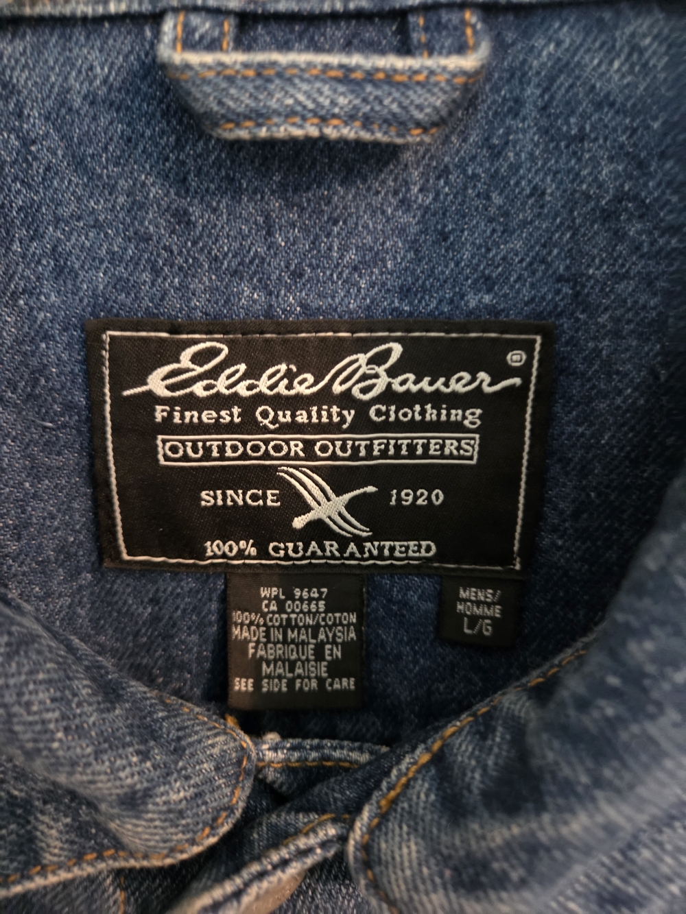 Eddie Bauer Blue Denim Jacket-Men's L - Picture 2 of 4